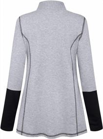 img 3 attached to Half Zip Long Sleeve Athletic Sweatshirt With Thumb Holes For Women'S Fitness, Yoga, And Running - MOQIVGI