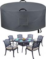 taococo outdoor patio furniture covers, 600d waterproof table chair set covers, round table dining set, heavy duty durable 72" diax27.5 h, grey логотип