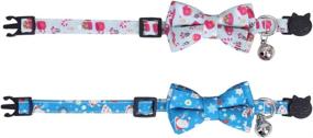 img 1 attached to 🎄 Lamphyface 2 Pack/Set Christmas Cat Collar: Cute Bow Tie and Bell for Adjustable Safety and Breakaway Feature