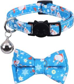 img 3 attached to 🎄 Lamphyface 2 Pack/Set Christmas Cat Collar: Cute Bow Tie and Bell for Adjustable Safety and Breakaway Feature