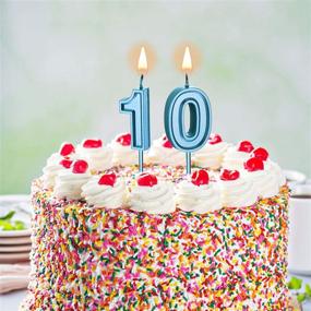img 1 attached to 🎂 Blue 10th Birthday Cake Numeral Candles - Happy Birthday Cake Topper Decoration for Birthday, Wedding, Anniversary Celebrations - Supplies