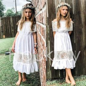 img 3 attached to Boho Off Shoulder Lace Ruffle Maxi Dress For Toddler Girls - Perfect For Weddings, Princess Parties, And Holiday Gowns