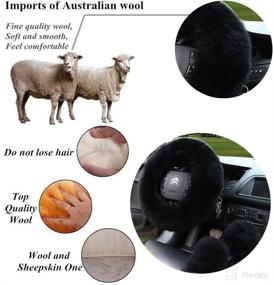 img 3 attached to Multicolor Fuzzy Steering Wheel Cover Car Accessories Universal Fit Car Steering Wheel Gear Shift Cover Handbrake Cover (Black)