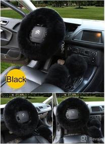 img 2 attached to Multicolor Fuzzy Steering Wheel Cover Car Accessories Universal Fit Car Steering Wheel Gear Shift Cover Handbrake Cover (Black)