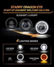 img 1 attached to Hwstar 2022 Upgraded DOT 7 Inch Led Headlight Round with 1000% Brightness, Anti-Glare, Start-up Gradient Welcome Halo DRL Turn Signal Hi/Lo Sealed Beam H6024 Compatible with Jeep Chevy Ford GMC Dodge – Pair