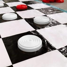 img 3 attached to 10-футовая семейная забавная колоссальная игра в шашки на открытом воздухе и в помещении с большими красными и белыми фигурами и огромным ковриком для вечеринок, мероприятий и игр