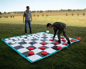 img 1 attached to 10Ft Family Fun Colossal Outdoor & Indoor Checkers Game With Large Red & White Pieces And Enormous Mat For Parties, Events, & Play