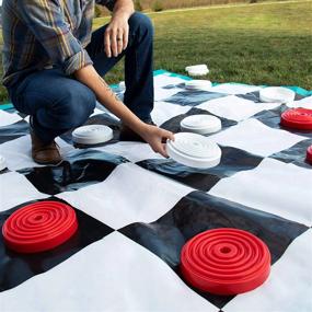 img 2 attached to 10-футовая семейная забавная колоссальная игра в шашки на открытом воздухе и в помещении с большими красными и белыми фигурами и огромным ковриком для вечеринок, мероприятий и игр
