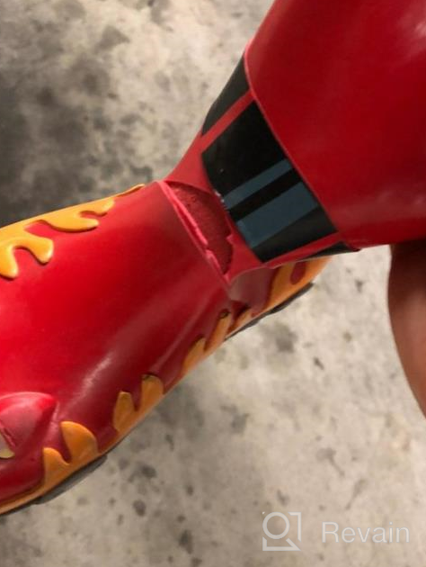 img 1 attached to 🔥 Stay Stylish and Protected with Kidorable Red Fireman Rubber Rain Boots - Fun Flame Pull On Heel Tab Included review by Adrian Ojeda