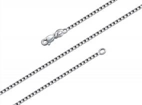 img 3 attached to BORUO 925 Sterling Silver Box Chain Necklace, 1Mm-1.5Mm Solid Italian Nickel-Free Lobster Claw Clasp 14"-30