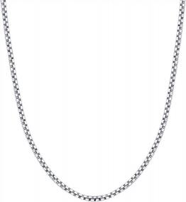 img 2 attached to BORUO 925 Sterling Silver Box Chain Necklace, 1Mm-1.5Mm Solid Italian Nickel-Free Lobster Claw Clasp 14"-30