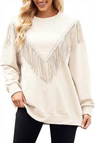 img 1 attached to Oversized Crewneck Women'S Sweatshirt With Long Sleeves And Fringe Trim For Fashionable And Comfy Pullover Tops