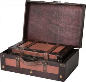 img 3 attached to Set Of 2 Victorian-Style Crawford Scout Trunks In Rich Wine Color: Antique-Inspired Wooden Chests For Storage, Rustic Memory Boxes, Steamer Trunks, And Toy Boxes In Classic Black And Brown