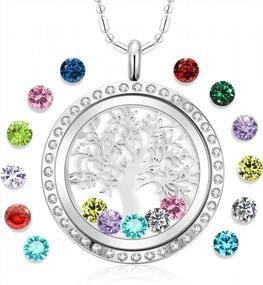 img 4 attached to Stainless Steel Family Tree Of Life Locket Necklace With Birthstones - Perfect DIY Mothers Gift!