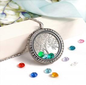 img 1 attached to Stainless Steel Family Tree Of Life Locket Necklace With Birthstones - Perfect DIY Mothers Gift!
