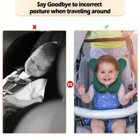 img 1 attached to KAKIBLIN Подушка для путешествий для малышей, поддержка головы и шеи для автокресла, коляска - темно-зеленый