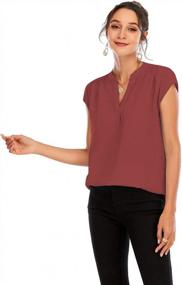 img 2 attached to Elegant Women'S Cap Sleeve Tops With Split V Neckline And Frill Trim For Office Wear By Famulily