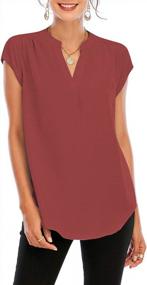 img 4 attached to Elegant Women'S Cap Sleeve Tops With Split V Neckline And Frill Trim For Office Wear By Famulily