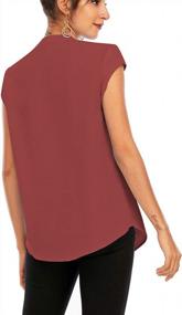 img 1 attached to Elegant Women'S Cap Sleeve Tops With Split V Neckline And Frill Trim For Office Wear By Famulily