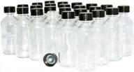24-pack of 2 oz. clear boston round glass bottles with black cone caps from gbo glassbottleoutlet.com logo