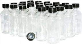 img 4 attached to 24-Pack Of 2 Oz. Clear Boston Round Glass Bottles With Black Cone Caps From GBO GlassBottleOutlet.Com