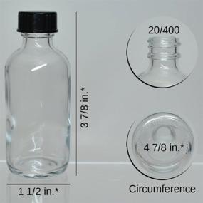 img 2 attached to 24-Pack Of 2 Oz. Clear Boston Round Glass Bottles With Black Cone Caps From GBO GlassBottleOutlet.Com