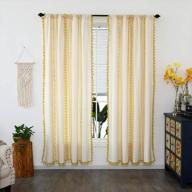 sheer yellow geometric patteern farmhouse curtains linen window curtain panel pairs yarn dyed woven 84 inches long for living room bedroom 2 pack rod pocket living panels logo