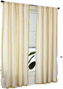 img 1 attached to Sheer Yellow Geometric Patteern Farmhouse Curtains Linen Window Curtain Panel Pairs Yarn Dyed Woven 84 Inches Long For Living Room Bedroom 2 Pack Rod Pocket Living Panels