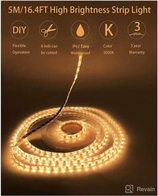 img 3 attached to 💡 LEDMY DC 24V Flexible LED Strip Light, Adhesive LED Tape SMD5050 300LEDs IP62, Easy Waterproof String Light for Indoor Lighting and Projects, Decorations (Warm White 3000K), 16.4FT/5M