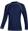 stay protected in style with qranss men's long sleeve rashguard swim shirts - upf 50+ quick drying swimwear logo