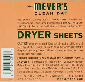 img 3 attached to Meyer's Clean Day Dryer Sheets - Geranium Scented, 80 Sheets, Pack of 2