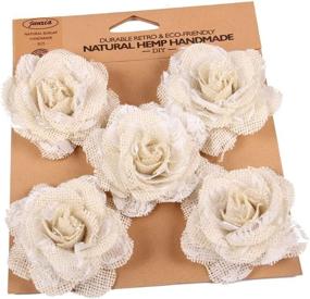 img 4 attached to Junxia Hessian Burlap Rose Flowers For Rustic Wedding Party Decoration (5Pcs)(Big)