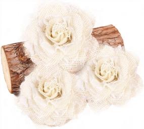 img 3 attached to Junxia Hessian Burlap Rose Flowers For Rustic Wedding Party Decoration (5Pcs)(Big)