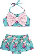 🌸 cute and stylish rufflebutts baby/toddler girls cropped peplum tankini 2 piece swimsuit with adorable ruffles логотип