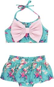 img 4 attached to 🌸 Cute and Stylish RuffleButts Baby/Toddler Girls Cropped Peplum Tankini 2 Piece Swimsuit with Adorable Ruffles