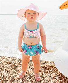 img 3 attached to 🌸 Cute and Stylish RuffleButts Baby/Toddler Girls Cropped Peplum Tankini 2 Piece Swimsuit with Adorable Ruffles