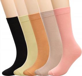 img 4 attached to Зимние шерстяные вязаные носки до колена для женщин - набор из 3 шт., размеры 5-11, стиль W605