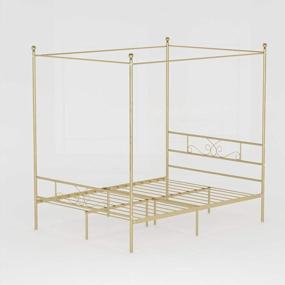 img 2 attached to Experience The Ultimate Luxury With Weehom'S 4 Poster Full Canopy Bed Frame In Strong Steel-Gold