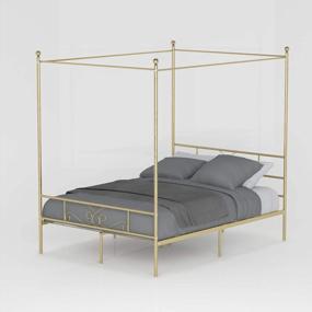 img 1 attached to Experience The Ultimate Luxury With Weehom'S 4 Poster Full Canopy Bed Frame In Strong Steel-Gold