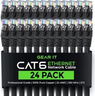 комплект из 24 черных 2-футовых ethernet-кабелей gearit cat6 — высокоскоростных патч-кабелей cat 6 для подключения к сети и интернету логотип