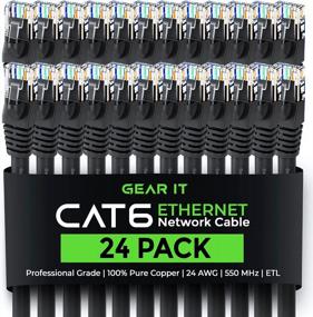 img 4 attached to Комплект из 24 черных 2-футовых Ethernet-кабелей GearIT Cat6 — высокоскоростных патч-кабелей Cat 6 для подключения к сети и Интернету