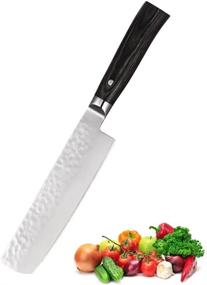 img 4 attached to Hecef Upgraded Culinary Nakiri Knife, High Carbon Stainless Steel Hammered Finished Blade With Pakkawood Handle, Traditional Japanese Vegetable Knife For Home And Restaurant, 7 Inch