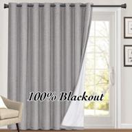 light grey linen-look 96-inch thermal curtains: perfect for 100% blackout patio doors and sliding glass doors logo