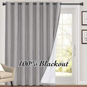 img 4 attached to Light Grey Linen-Look 96-Inch Thermal Curtains: Perfect For 100% Blackout Patio Doors And Sliding Glass Doors