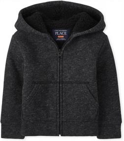 img 4 attached to The Children'S Place Baby-Boys And Toddler Long Sleeve, Sherpa Lined, Zip-Front Hoodie Sweatshirt