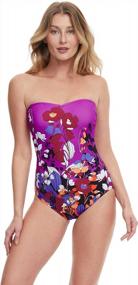 img 3 attached to Gottex Women'S Floral Art Bandeau One Piece Swimsuit With Standard Fit