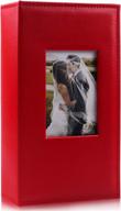 красный кожаный фотоальбом 4x6 с 300 карманами - идеально подходит для свадеб и юбилеев! логотип