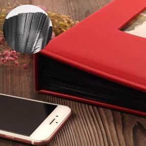 img 1 attached to Red Leather 4X6 Photo Album With 300 Pockets - Perfect For Weddings & Anniversaries!
