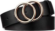 bromen women's leather double buckle belts - elevate your style with chic accessories logo