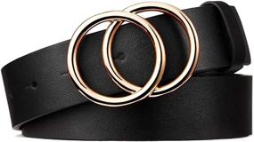 img 4 attached to BROMEN Women's Leather Double Buckle Belts - Elevate Your Style with Chic Accessories